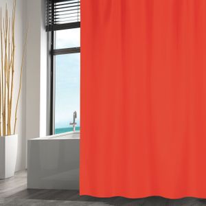 MSV Douchegordijn met ringen - rood - gerecycled polyester - 180 x 200 cm - wasbaar - Voor bad en douche