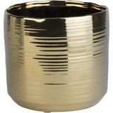 2x Gouden ronde plantenpotten/bloempotten Cerchio 16,5 cm keramiek - Plantenpot/bloempot metallic goud - Woonaccessoires