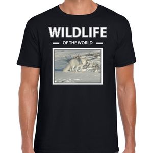 Dieren foto t-shirt Sneeuwvos - zwart - heren - wildlife of the world - cadeau shirt Sneeuwvossen liefhebber