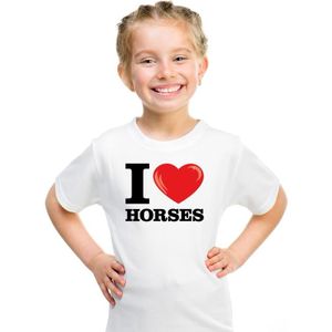 Wit I love horses/ paarden t-shirt kinderen