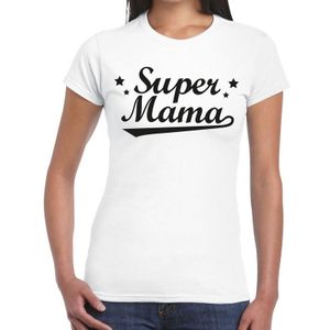 Super mama cadeau t-shirt wit dames - kado shirt voor moeders