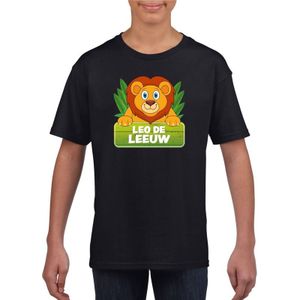 Leo de leeuw t-shirt zwart voor kinderen - unisex - leeuwen shirt - kinderkleding / kleding