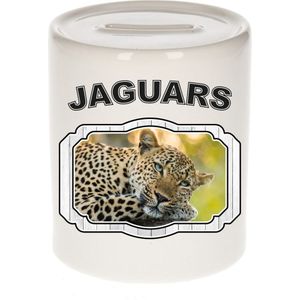 Dieren liefhebber luipaard spaarpot  9 cm jongens en meisjes - keramiek - Cadeau spaarpotten jaguars/ luipaarden liefhebber