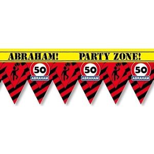 50 Abraham party tape/markeerlint waarschuwing 12 meter - VerAbrahamdag afzetlinten/markeerlinten feestartikelen