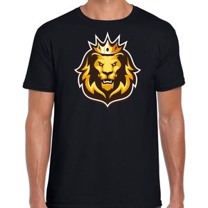 Leeuwenkop met kroon Koningsdag t-shirt - zwart - heren -  EK / WK oranje fan shirt / kleding / outfit