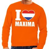 Oranje I love Maxima grote maten sweatshirt heren - Oranje Koningsdag/ Holland supporter kleding