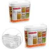 10x stuks plastic strooier/voorraad bussen container - 1 liter - 8 x 15,5 x 14,5 cm - Transparant - Voedsel bewaar bussen containers - Voorraadbussen