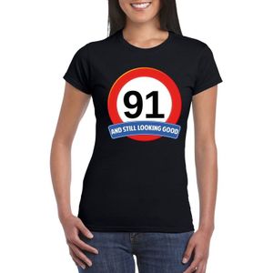 91 jaar and still looking good t-shirt zwart - dames - verjaardag shirts