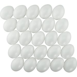 75x stuks witte hobby knutselen eieren van plastic 6 cm - Pasen decoraties - Zelf decoreren