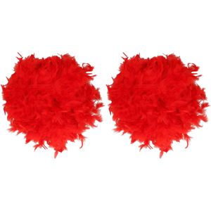 Boa veren kerstslingers - 2x st - rood - 180 cm - kerstboomversiering slinger