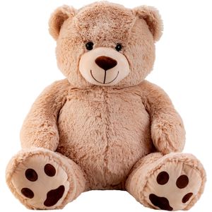 Teddy beer knuffel van zachte pluche - 64 cm zittend/100 cm staand - lichtbruin