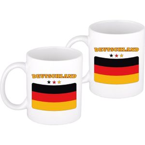 4x stuks drink/koffie Mok Duitse vlag 300 ml - Duitse supporters feestartikelen