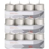 12x Zilveren cilinderkaarsen/stompkaarsen 5 x 8 cm 18 branduren - Geurloze zilverkleurige kaarsen - Woondecoraties