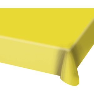 2x stuks tafelkleed van geel plastic 130 x 180 cm - Tafellakens/tafelkleden voor verjaardag of feestje