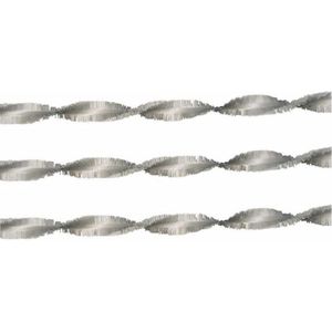 2x Crepe papier slingers zilver 6 meter - Zilveren feestdecoratie/feestversiering