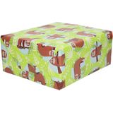 1x Rollen Inpakpapier/cadeaupapier groen met luiaard print 200 x 70 cm rol - Cadeauverpakking kadopapier