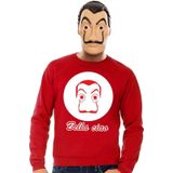 Rood Salvador Dali sweatshirt maat M - met La Casa de Papel masker voor heren - kostuum