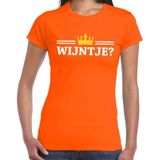 Oranje Wijntje en kroon shirt dames - Oranje Koningsdag kleding