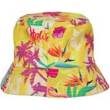 Tropische Hawaii party verkleedset - bucket hoedje geel - bloemenslinger geel - volwassenen - summer - beach vibes - tropical