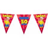 50 Sarah party vlaggenlijn 10 meter - 50 jaar verjaardag feestartikelen