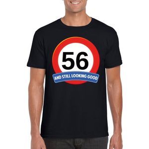 56 jaar and still looking good t-shirt zwart - heren - verjaardag shirts