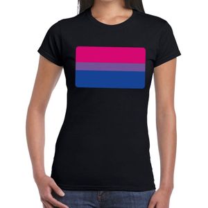 Gay pride Biseksueel vlag t-shirt zwart - vlag in Bi kleuren voor dames -  LHBT kleding