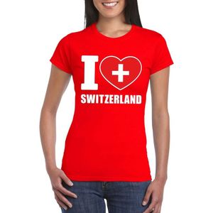 Rood I love Zwitserland/ Switzerland supporter shirt dames - Zwitsers t-shirt dames