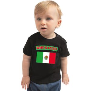 Mexico baby shirt met vlag zwart jongens en meisjes - Kraamcadeau - Babykleding - Mexico landen t-shirt
