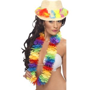 Carnaval verkleed set - Tropische Hawaii party - hoedje met bloemenslinger - volwassenen