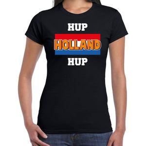 Zwart fan t-shirt voor dames - hup Holland up - Holland / Nederland supporter - EK/ WK shirt / outfit