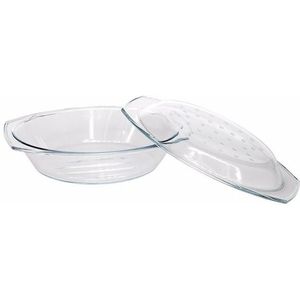 Ovenschaal rond 33 x 20 x 9 cm van glas - Ovenschaenl/braadslede - Ovenschotel schalen - Bakvorm