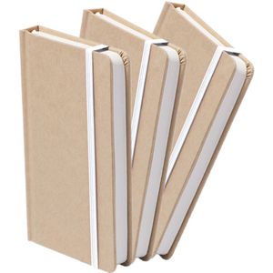 Set van 3x stuks luxe schriften/notitieboekje wit met elastiek A5 formaat - blanco paginas - opschrijfboekjes - 100 paginas