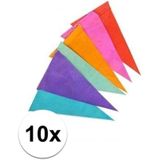 10x Papieren vlaggenlijn veelkleurig 10 meter - Feestversiering - Slingers