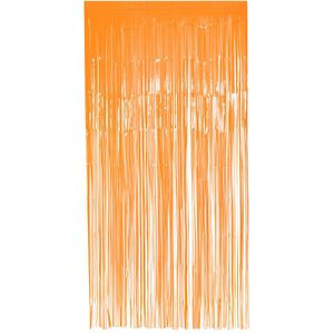 Boland Folie deurgordijn/feestgordijn - neon fluor oranje - 100 x 200 cm - Versiering/feestartikelen - Eighties/nineties/glitter and Glamour