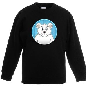 Kinder sweater zwart met vrolijke ijsbeer print - ijsberen trui - kinderkleding / kleding