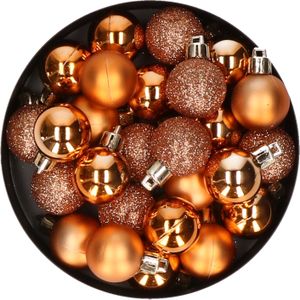 60x stuks kleine kunststof kerstballen koper 3 cm - Onbreekbare plastic kerstballen - Kerstversiering