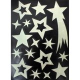 2x stuks velletjes kerst glow in the dark sterrenhemel  40 cm - Raamversiering/raamdecoratie stickers kerstversiering
