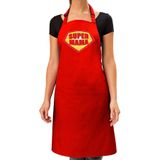 Super mama barbeque schort / keukenschort bordeaux rood voor dames - bbq schorten