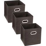 Set van 3x stuks opbergmand/kastmand 29 liter bruin linnen 31 x 31 x 31 cm - Opbergboxen - Vakkenkast manden