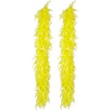 Boland Carnaval verkleed boa met veren - 2x - neon geel - 180 cm - 50 gram - Glitter and Glamour