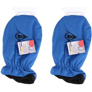 2x Ijskrabbers met warme handschoen blauw 35 cm - Autoruiten ijskrabber - Auto winter accessoires