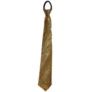 Funny Fashion Carnaval verkleed stropdas met glitter pailletten - goud - polyester - heren/dames