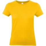 Set van 2x stuks basic dames t-shirt goud geel met ronde hals - Goud gele dameskleding casual shirts, maat: S (36)