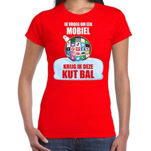 Kut Kerstbal shirt / Kerst t-shirt Ik vroeg om een mobiel krijg ik deze kut bal rood voor dames - Kerstkleding / Christmas outfit