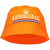 4x stuks Koningsdag bucket hat voor dames en heren - oranje - vissershoedje