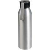 Aluminium waterfles/drinkfles zilver met grijze kunststof schroefdop 650 ml - Sportfles - Bidon