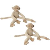 2x stuks happy Horse aapje knuffel beige 45 cm - Knuffels apen - knuffeldieren