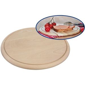 Set van 6x stuks ronde houten ham ontbijt planken / broodplank / serveer plank 28 cm - brood snijden / serveren - serveerplankjes