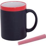 8x stuks krijtbord koffie mokken in het rood - beschrijfbare koffie/thee mokken/bekers - iedere collega of gezinslid met zijn eigen naam