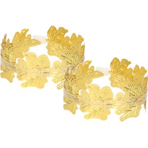 Fiestas Guirca Verkleed haarband lauwerkrans - 2x - heren - goud - Romeinse rijk thema party - Julius Caesar